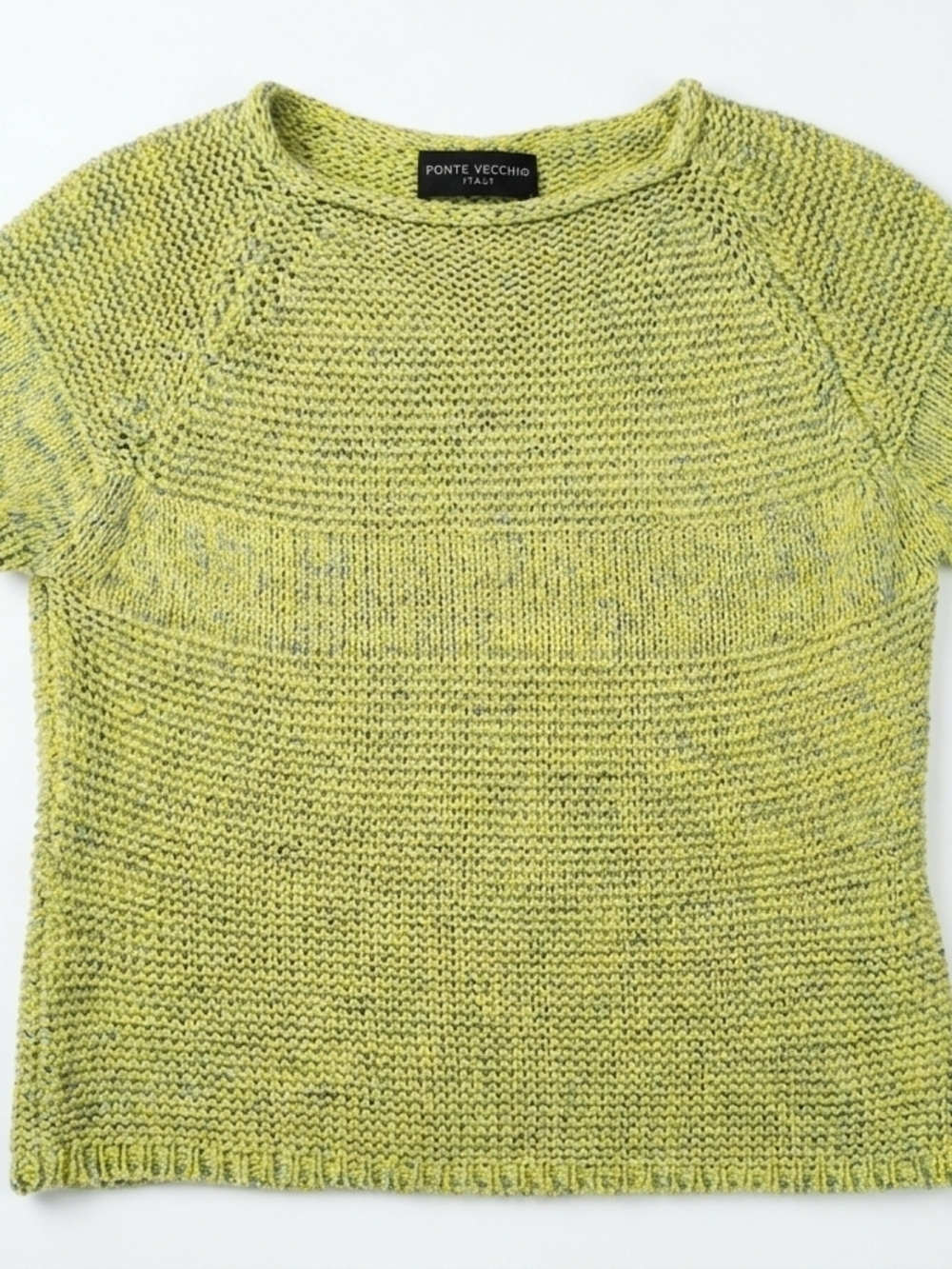 Ponte Vecchio Italy Lime Knit Women's Sweater Short Sleeve